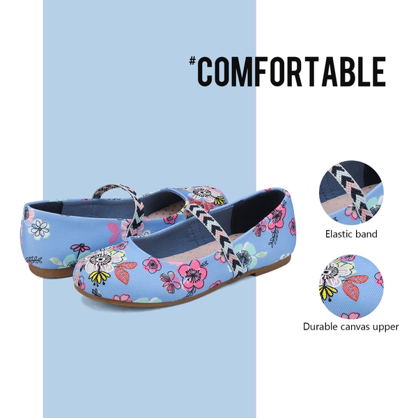 Girl's Elastic Strap Rhinestone Ballerina Flats - FLORAL - 3