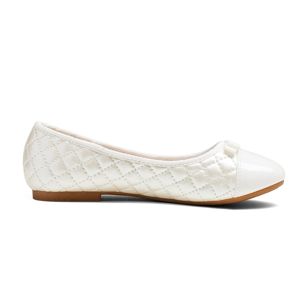 Girls Bow Slip-Resistant Ballerina Flats - BEIGE WHITE - 1