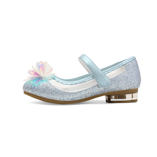 Girls Flower Glitter Flats Shoes - BLUE GLITTER - 1