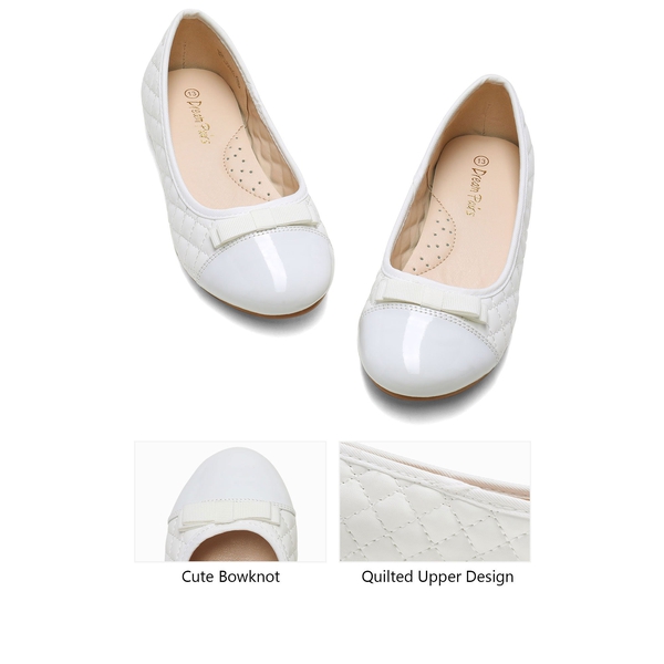 Girls Bow Flower Ballerina Flats - WHITE - 5