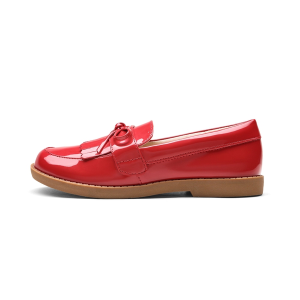 Tassel Bow Girls Dress Flats - RED PU - 1