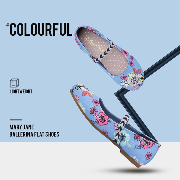Girl's Elastic Strap Rhinestone Ballerina Flats - FLORAL - 1