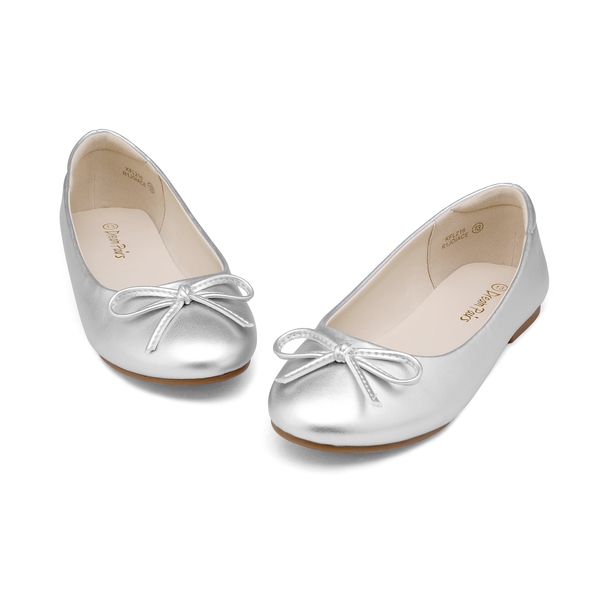 Girl's Fashion Bow Ballet Flats - SILVER - 4