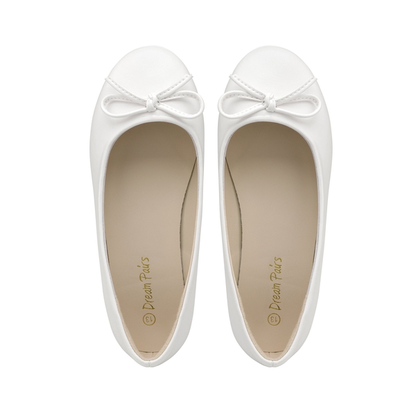 Girl's Fashion Bow Ballet Flats - IVORY - 5