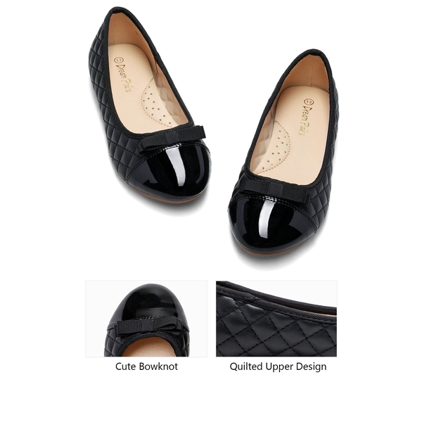 Girls Bow Slip-Resistant Ballerina Flats - BLACK - 5
