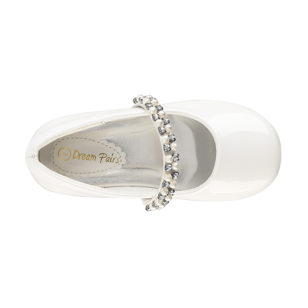 Toddler Girl's Mary Jane Ballerina Flats - WHITE PAT - 3