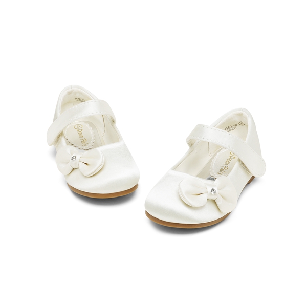 Toddler Girl's Ballerina Bow Flats - IVORY SATIN - 4