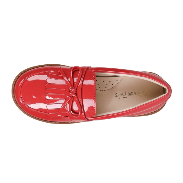 Tassel Bow Girls Dress Flats - RED PU - 3