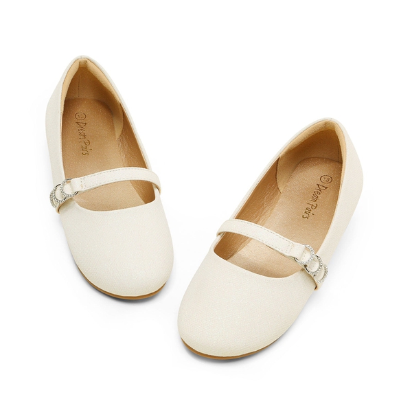 Girls Mary Jane Ballet Flats - WHITE - 5