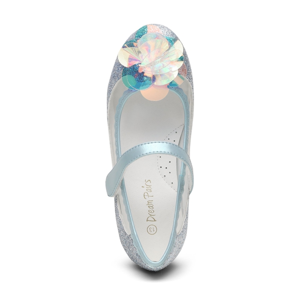 Girls Flower Glitter Flats Shoes - BLUE GLITTER - 3