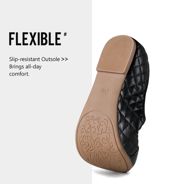 Girls Bow Slip-Resistant Ballerina Flats - BLACK - 4