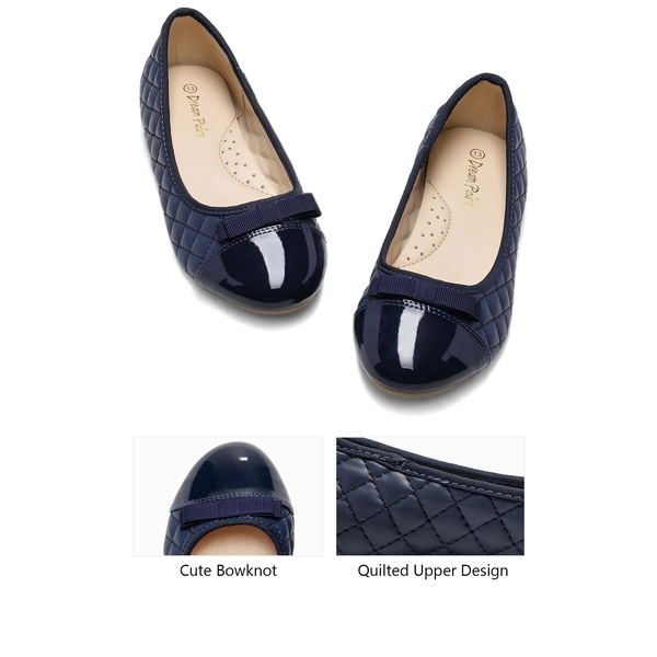 Girls Bow Flower Ballerina Flats - NAVY BLUE - 5
