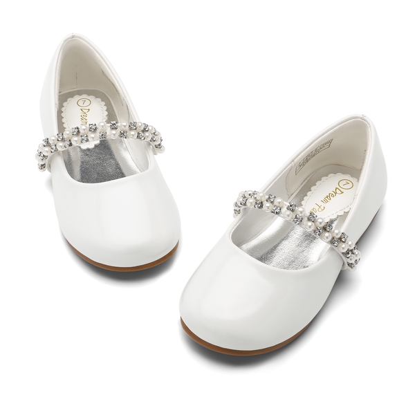 Toddler Girl's Mary Jane Ballerina Flats - WHITE PAT - 4