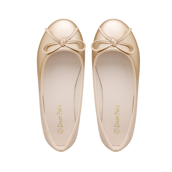 Girl's Fashion Bow Ballet Flats - GOLD - 5