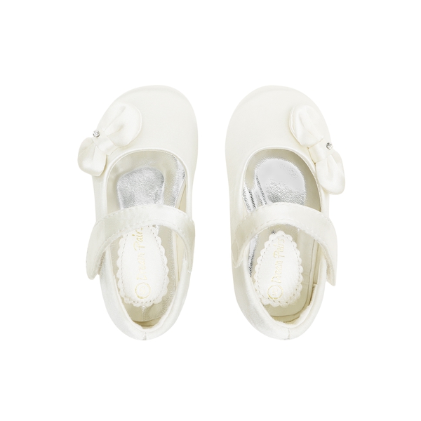 Toddler Girl's Ballerina Bow Flats - IVORY SATIN - 3