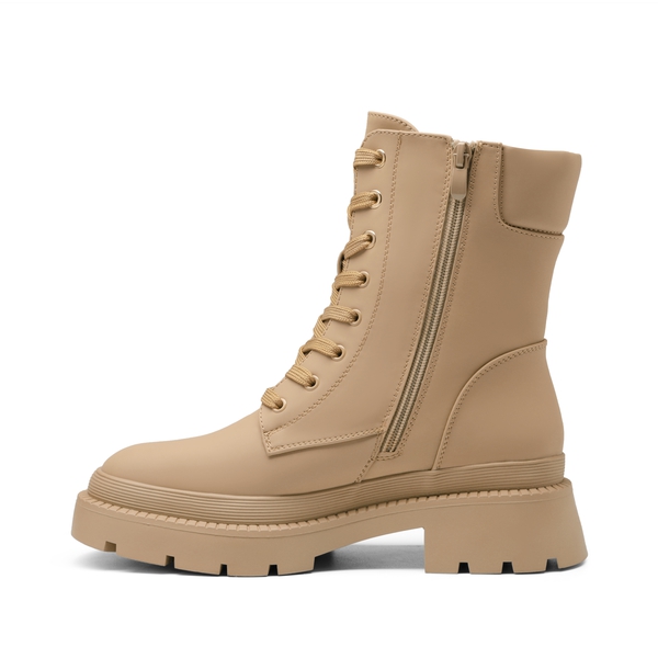 Lug Sole Platform Combat Boots - NUDE - 2