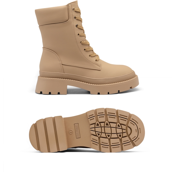 Lug Sole Platform Combat Boots - NUDE - 4