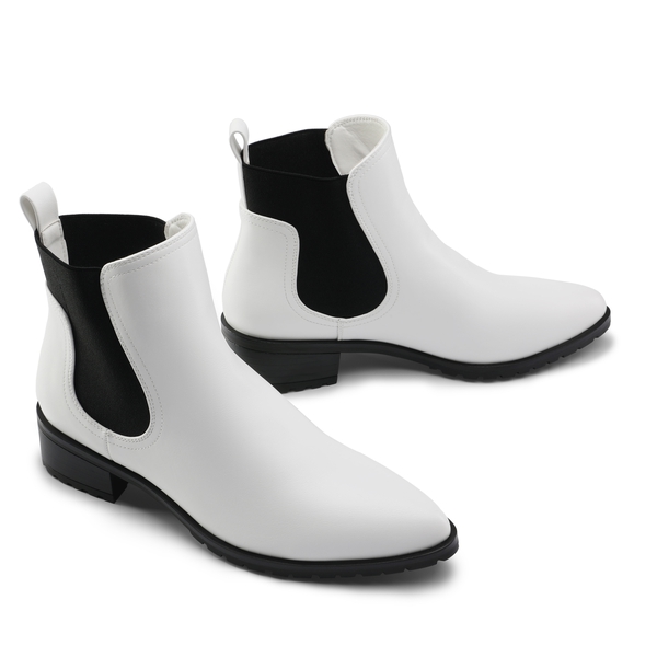 Pointed Toe Chelsea Platform Boots - WHITE - 4