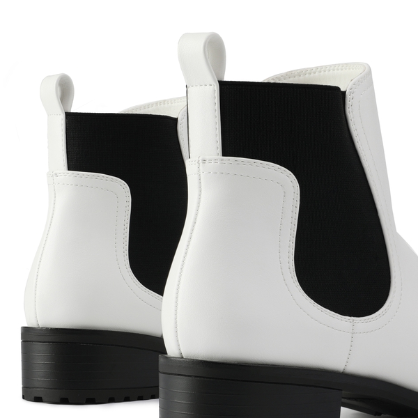 Pointed Toe Chelsea Platform Boots - WHITE - 3