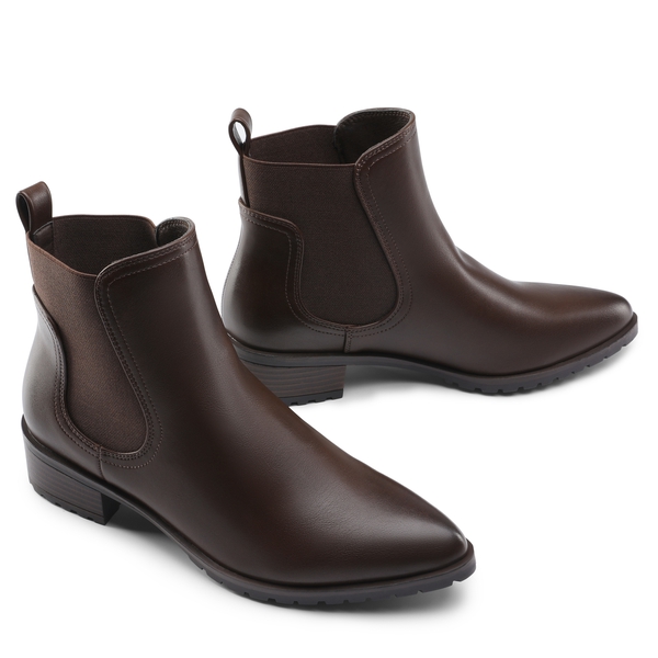 Pointed Toe Chelsea Platform Boots - BROWN - 3