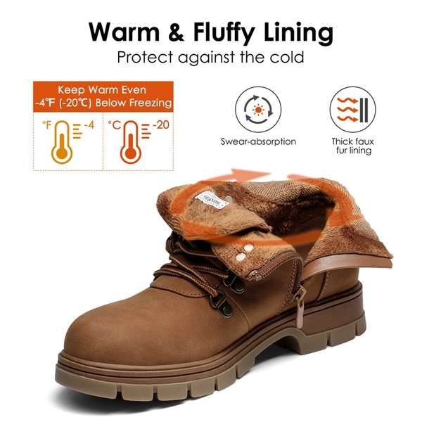 Water Resistance Faux Fur Hiking Boots - CAMEL - 6