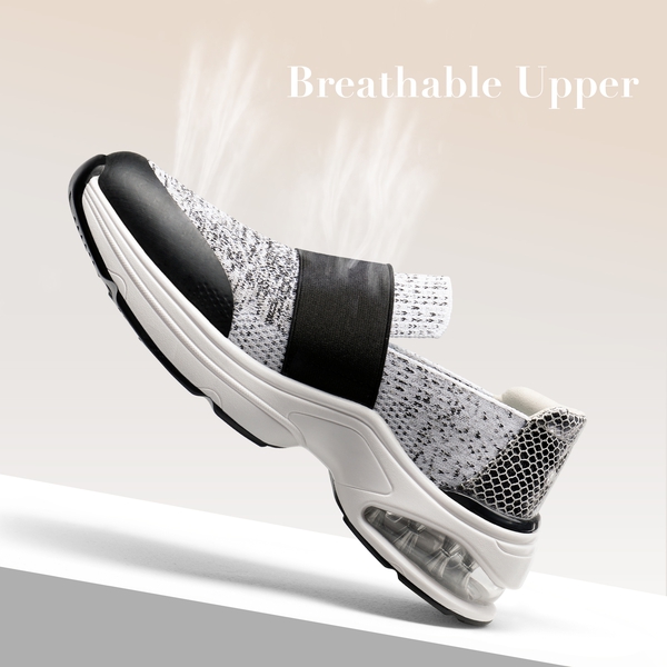 Slip-on Knitted Air Cushion Sneakers - BLACK-WHITE - 4