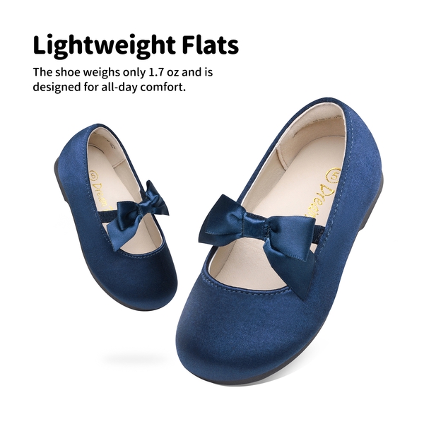 Girls Bow Ballerina Flats - NAVY - 4