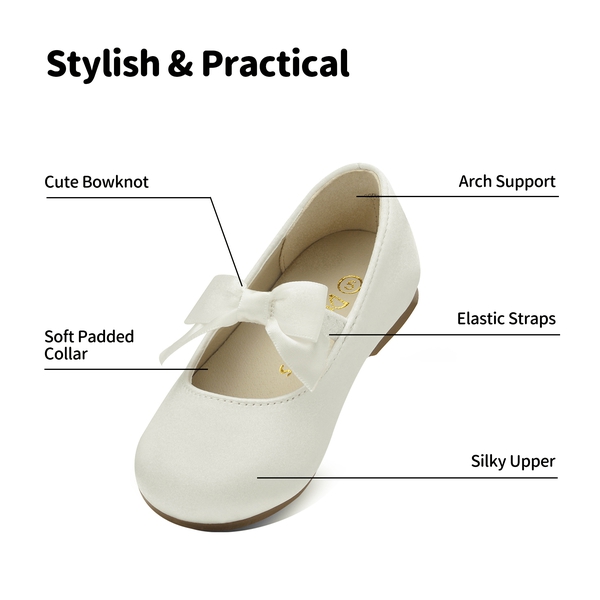 Girls Bow Ballerina Flats - WHITE - 2