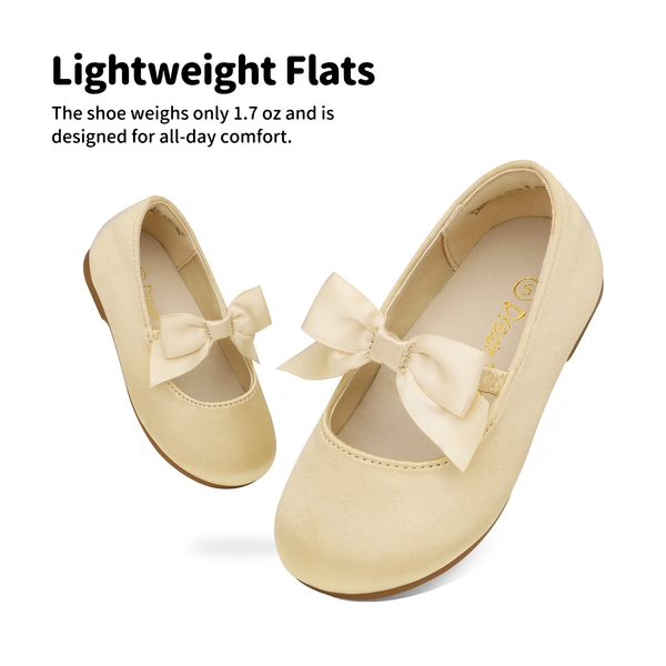 Girls Bow Ballerina Flats - GOLD - 4