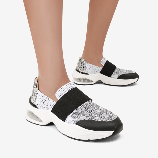Slip-on Knitted Air Cushion Sneakers - BLACK-WHITE - 2