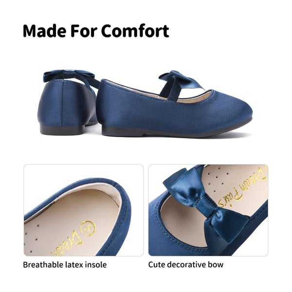 Girls Bow Ballerina Flats - NAVY - 3