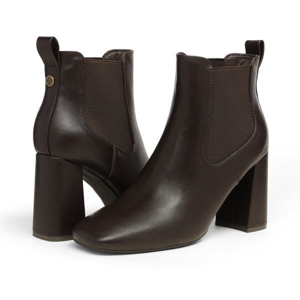 Square Toe Chelsea Ankle Boots - BROWN PU - 4