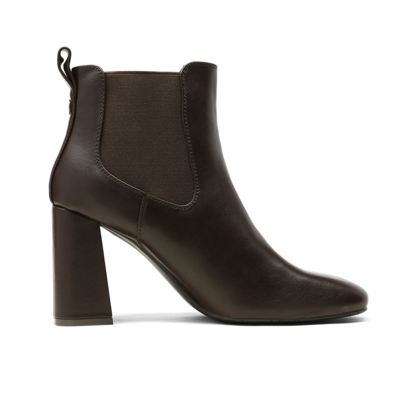 Square Toe Chelsea Ankle Boots - BROWN PU - 1