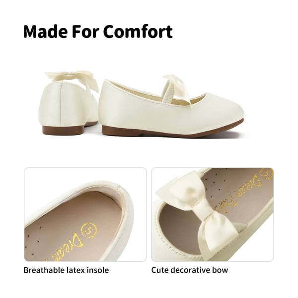 Girls Bow Ballerina Flats - IVORY - 3
