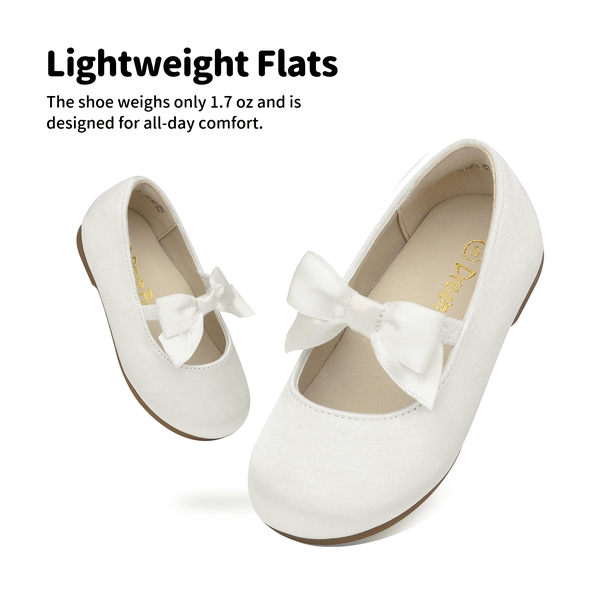 Girls Bow Ballerina Flats - WHITE - 4