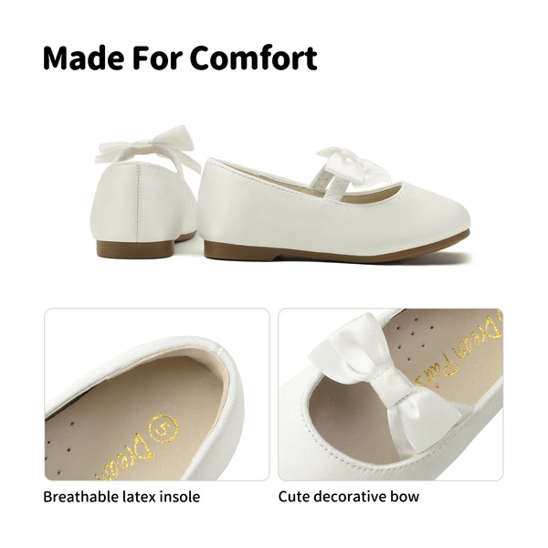 Girls Bow Ballerina Flats - WHITE - 3