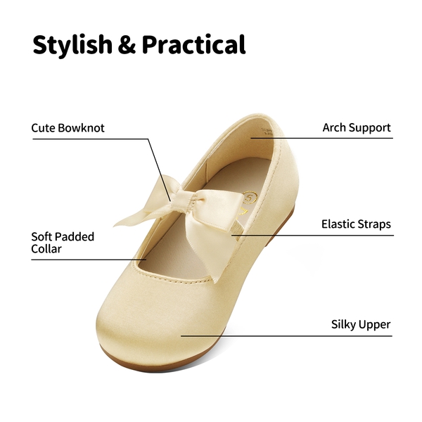 Girls Bow Ballerina Flats - GOLD - 2