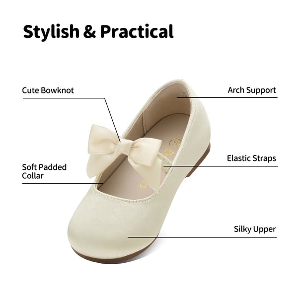 Girls Bow Ballerina Flats - IVORY - 2