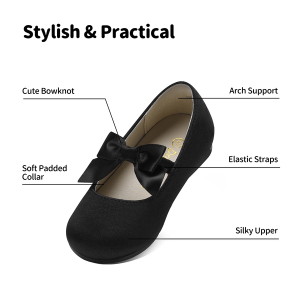 Girls Bow Ballerina Flats - BLACK - 2