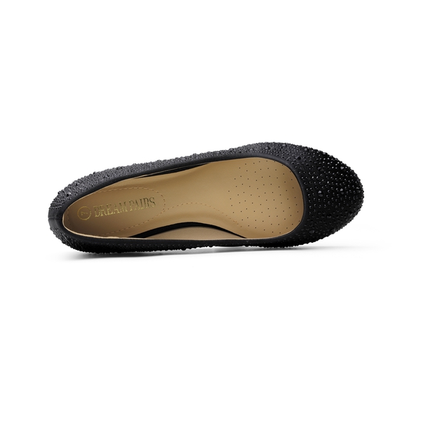 Ballet Rhinestone Sparkly Flats Shoes - BLACK - 2