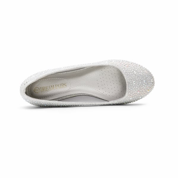 Ballet Rhinestone Sparkly Flats Shoes - SILVER - 2