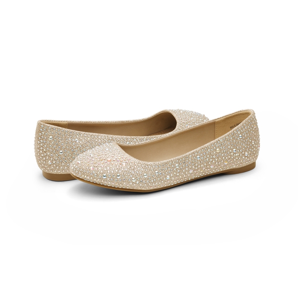 Ballet Rhinestone Sparkly Flats Shoes - GOLD - 4
