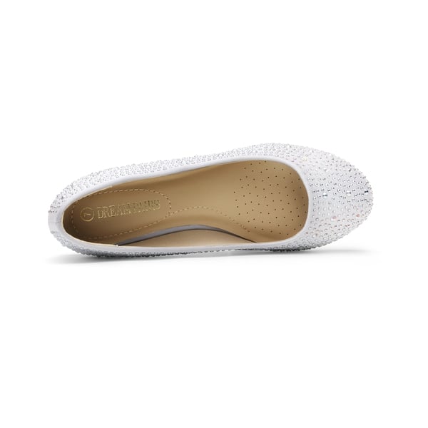 Ballet Rhinestone Sparkly Flats Shoes - WHITE - 2