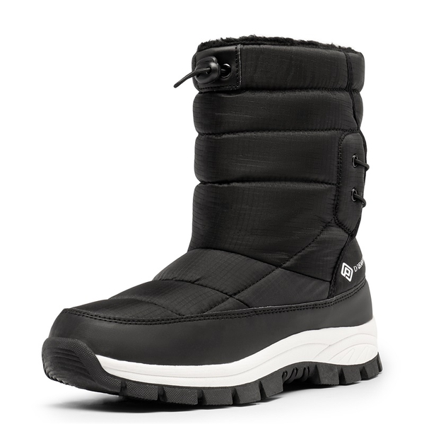 Faux Fur Waterproof Snow Boots - BLACK -  0