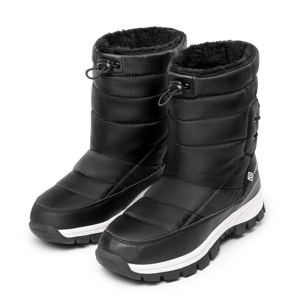 Faux Fur Waterproof Snow Boots - BLACK - 2