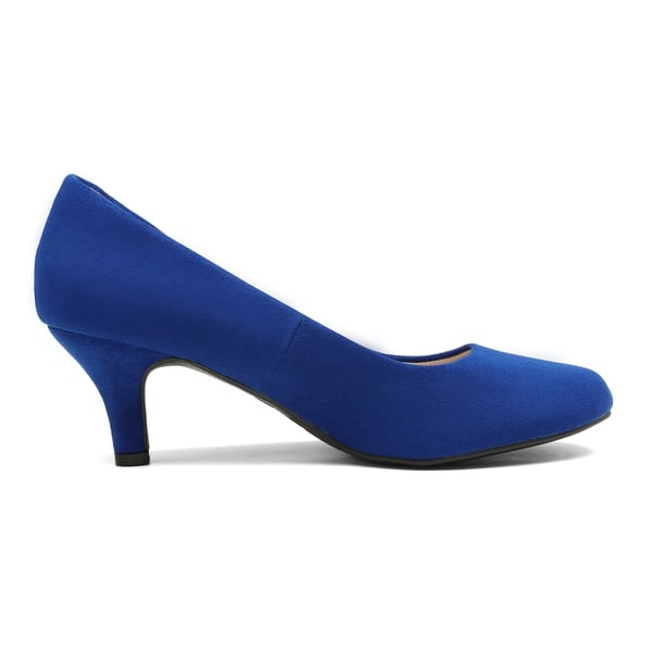 ROYAL BLUE Round Toe Low Heel Pumps-Dream Pairs