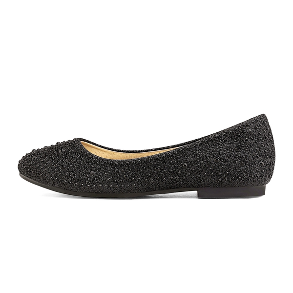 Girl's Slip-On Party Ballerina Flats - BLACK GLITTER - 1