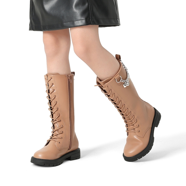 Girls Non-Slip Knee High Riding Boots - BROWN - 1
