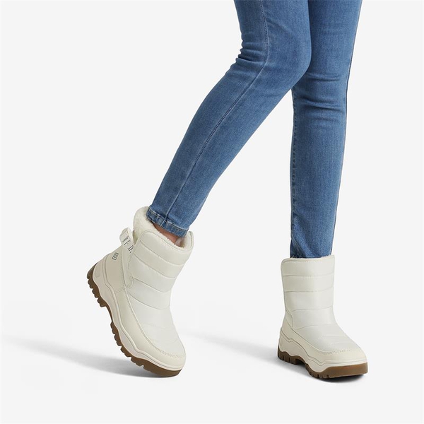 Waterproof Faux Fur Ankle Snow Boots - WHITE - 1