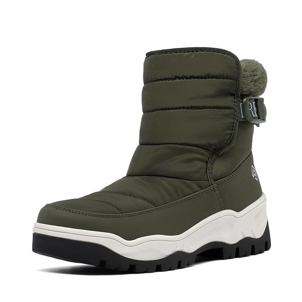 Waterproof Faux Fur Ankle Snow Boots - DARK GREEN -  0